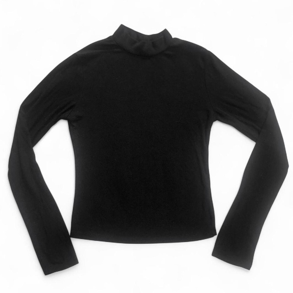 Black Ribbed Mockneck Top - Picture 2 of 5